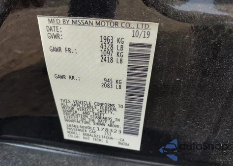 2020 Nissan Altima S Fwd from USA, damaged, VIN 1N4BL4BV0LC178323